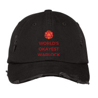 Worlds Okayest Warlock With D20 Dice Vintage Cap | Artistshot