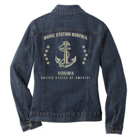 Naval Station Norfolk T Shirt Ladies Denim Jacket | Artistshot