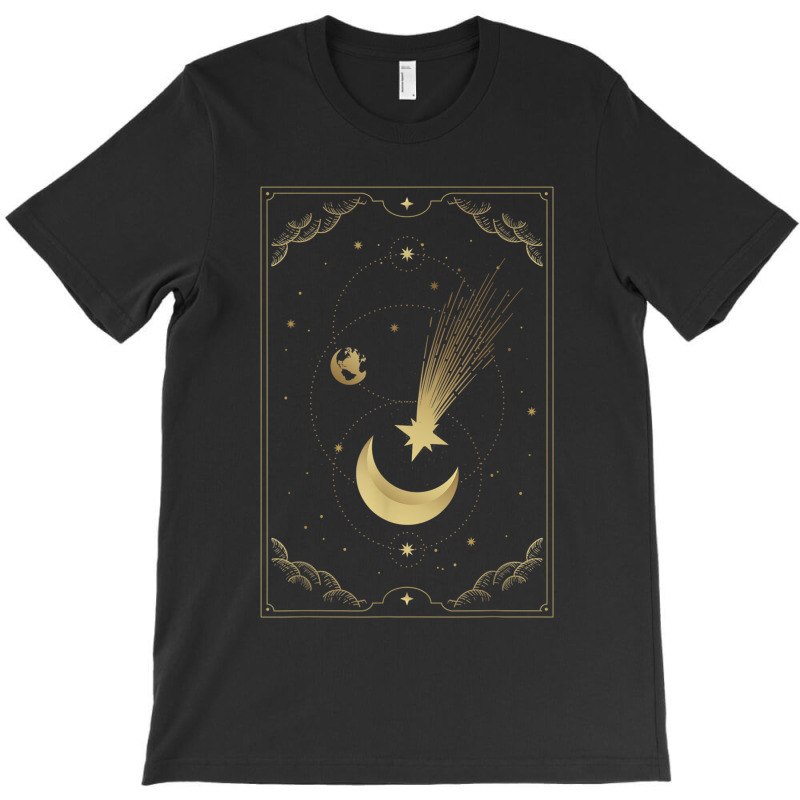 Crescent Moon With Shooting Star Tarot Card T-shirt | Artistshot