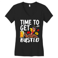 Time To Get Basted Drink Thanksgiving Turkey Day Drinker Women's V-neck T-shirt | Artistshot