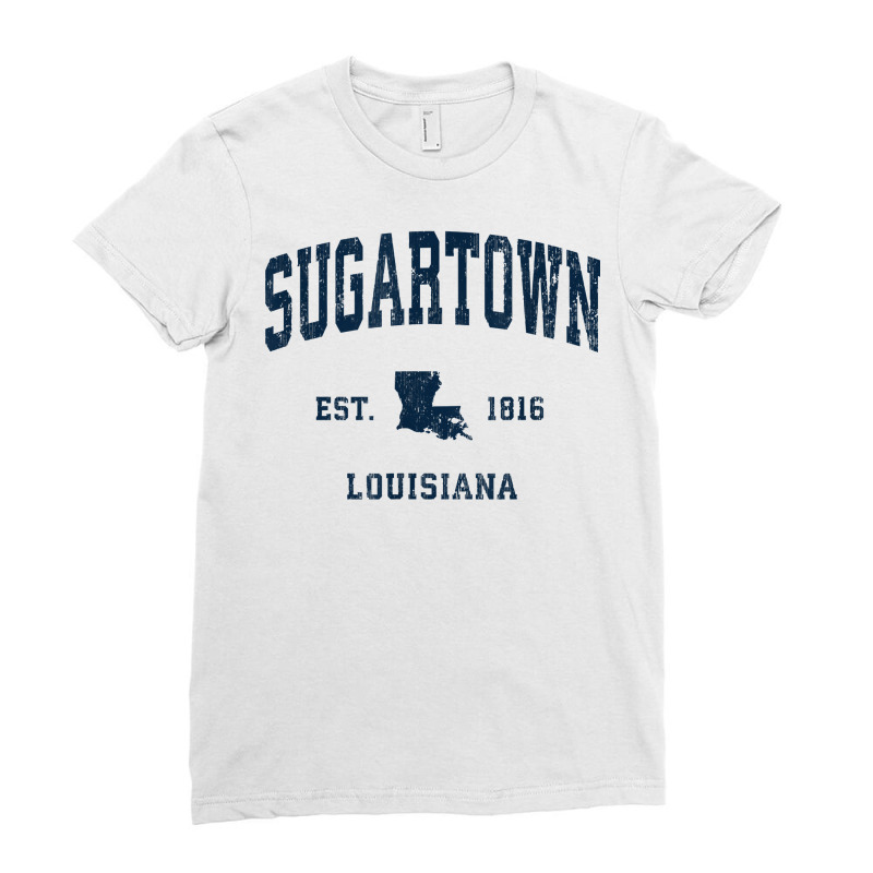 Sugartown Louisiana La Vintage Athletic Navy Sports Design T Shirt Ladies Fitted T-Shirt by cm-arts | Artistshot