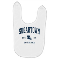 Sugartown Louisiana La Vintage Athletic Navy Sports Design T Shirt Baby Bibs | Artistshot