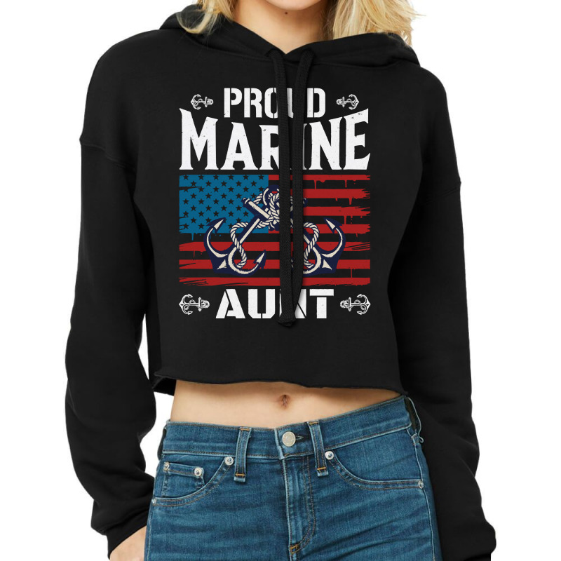 Marine Aunt Proud Marine Aunt United States Of America Military Cropped Hoodie by huggingbrilliant | Artistshot