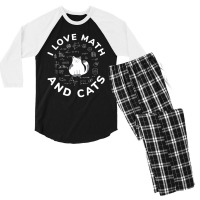 I Love Math And Cats Cat Lover And Math Teacher Men's 3/4 Sleeve Pajama Set | Artistshot