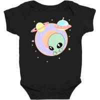 Chibi Alien Kawaii Pastel Cute Green Man Space Ufo Baby Bodysuit | Artistshot