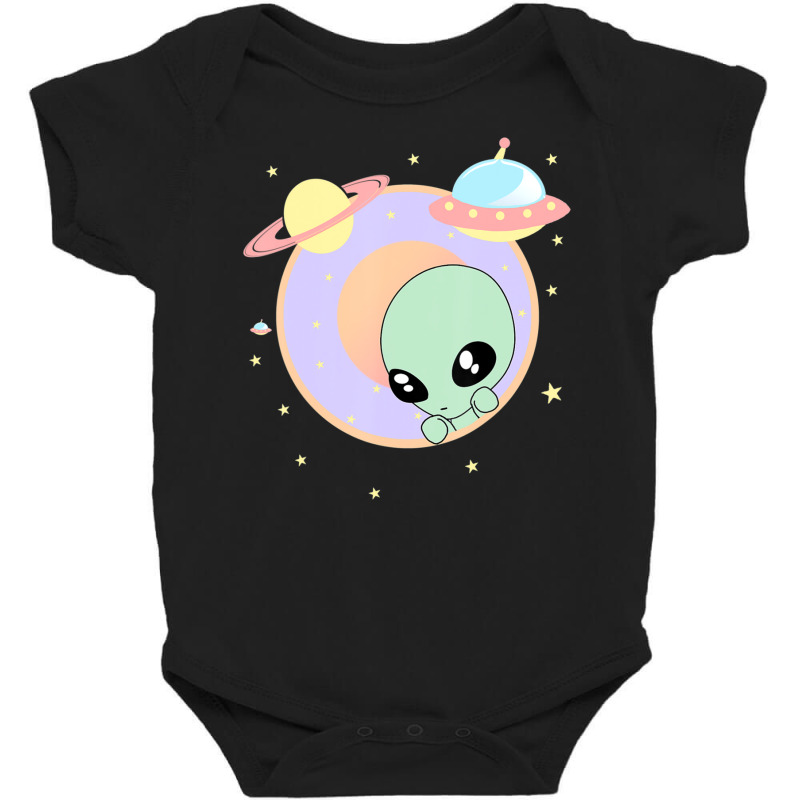 Chibi Alien Kawaii Pastel Cute Green Man Space Ufo Baby Bodysuit | Artistshot