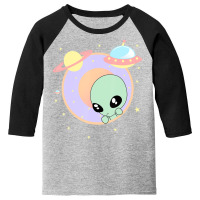 Chibi Alien Kawaii Pastel Cute Green Man Space Ufo Youth 3/4 Sleeve | Artistshot