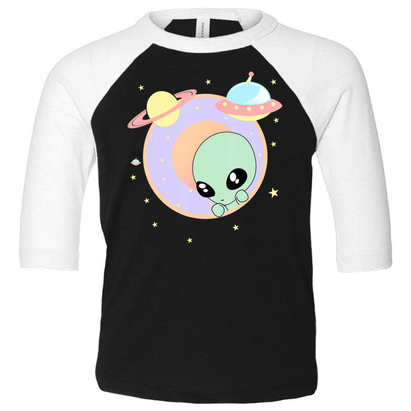 Chibi Alien Kawaii Pastel Cute Green Man Space Ufo Toddler 3/4 Sleeve Tee | Artistshot