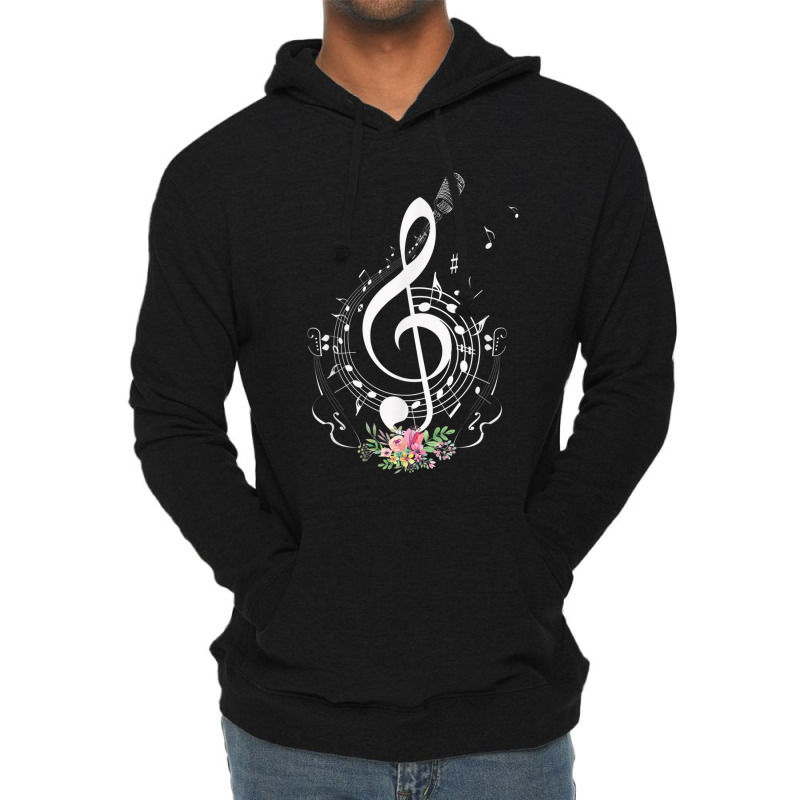 Cut Music Notes Clef Teachermusical Notes And Flowers Lightweight Hoodie by AaronFosterJr. | Artistshot