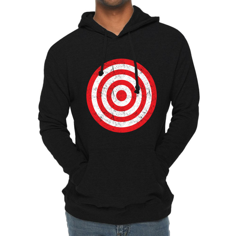 (print On Back) Vintage Bullseye Target Bulls Eye Prank Joke Lightweight Hoodie | Artistshot