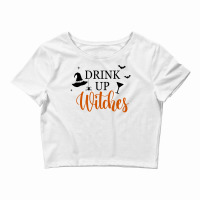 Drink Up Witches Funny Halloween Novelty Fall Holiday Item Long Sleeve Crop Top | Artistshot