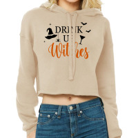 Drink Up Witches Funny Halloween Novelty Fall Holiday Item Long Sleeve Cropped Hoodie | Artistshot