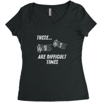 These Are Difficult Times Time Signatures Music Pun Women's Triblend Scoop T-shirt | Artistshot