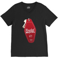 Schitt S Creek Rosebud Motel Key Tag For Room 7, Retro Design In Red V-neck Tee | Artistshot