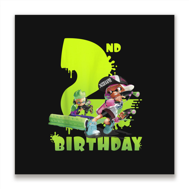 Splatoon Inkling 2nd Birthday Green Splatter Portrait Metal Print Square | Artistshot