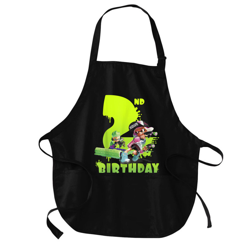 Splatoon Inkling 2nd Birthday Green Splatter Portrait Medium-length Apron | Artistshot