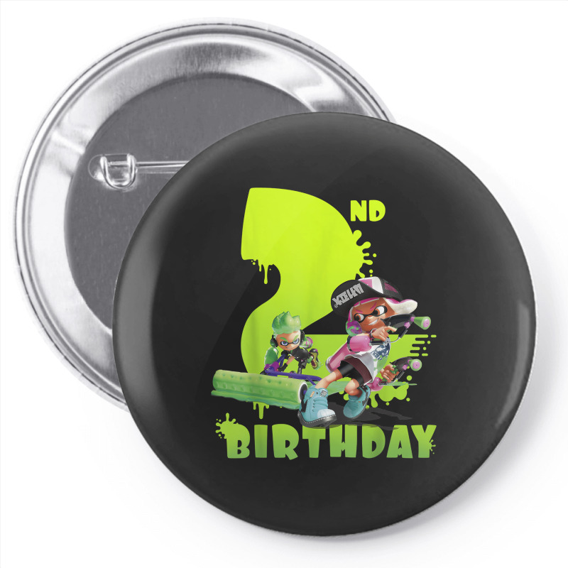 Splatoon Inkling 2nd Birthday Green Splatter Portrait Pin-back Button | Artistshot