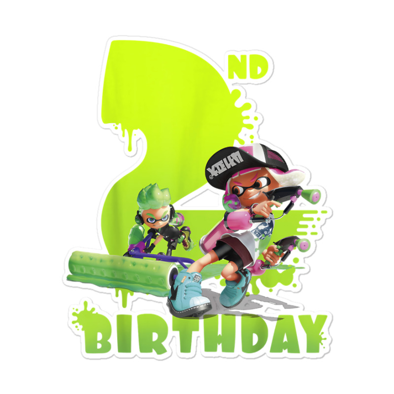 Splatoon Inkling 2nd Birthday Green Splatter Portrait Sticker | Artistshot