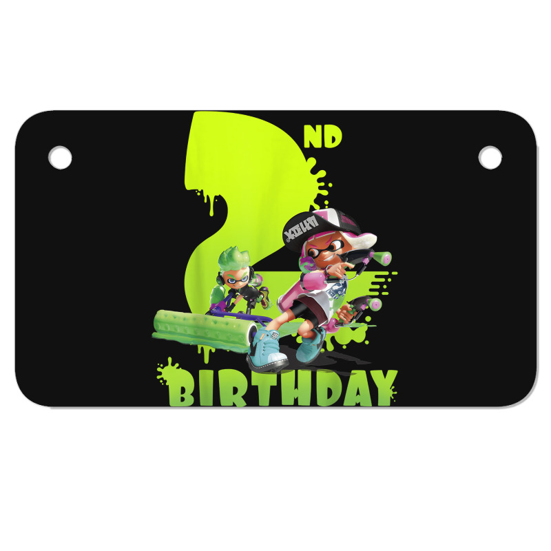 Splatoon Inkling 2nd Birthday Green Splatter Portrait Motorcycle License Plate | Artistshot