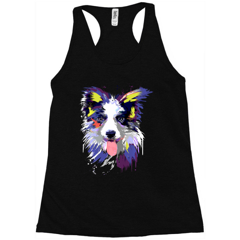 Artistic Border Collie. Funny Art Splash Border Collie Dog Racerback Tank by behindcedar22 | Artistshot