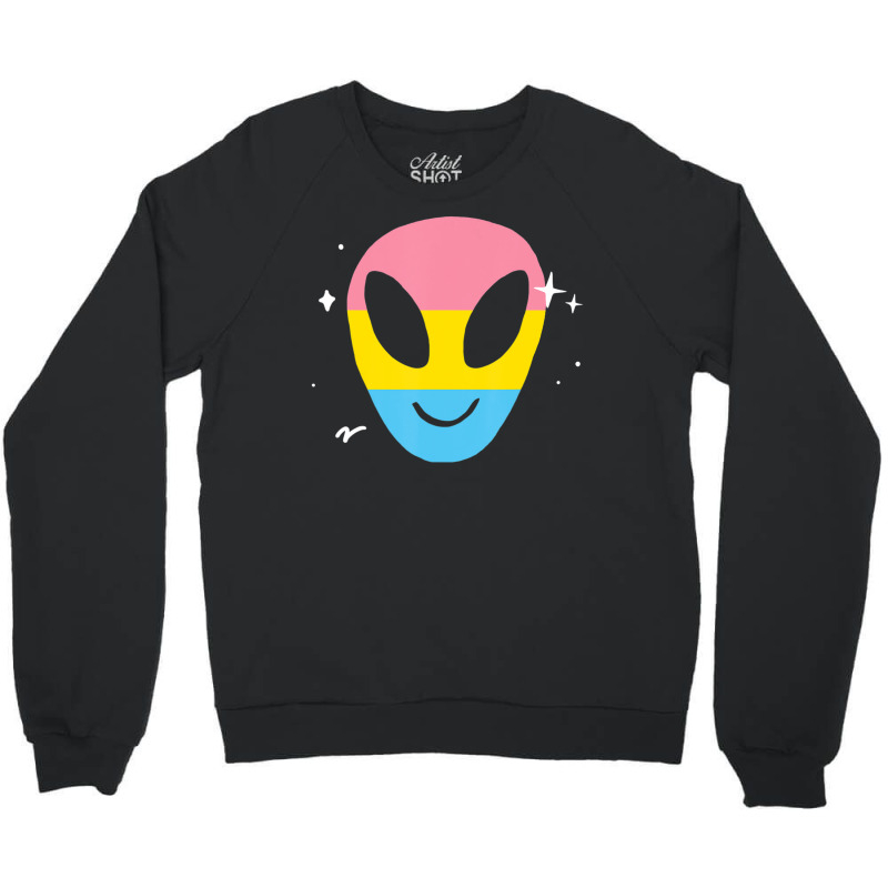 Pansexual Alien Lgbtq Pan Pride Flag Vaporwave Space Crewneck Sweatshirt | Artistshot