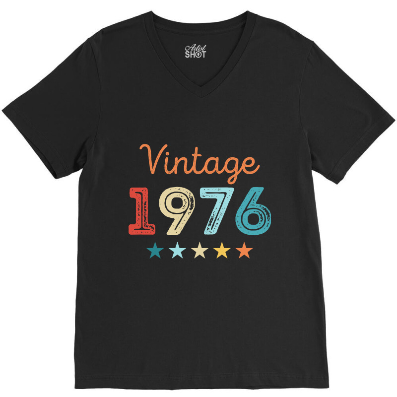 Vintage 1976 50th Birthday Retro Gift 50 Year Old V-neck Tee | Artistshot