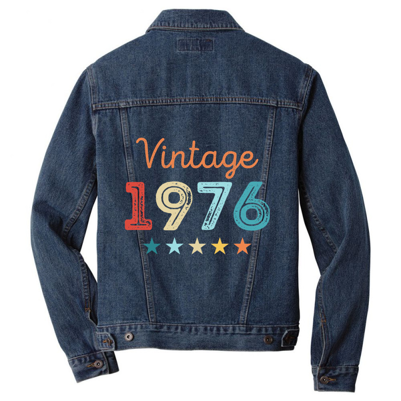 Vintage 1976 50th Birthday Retro Gift 50 Year Old Men Denim Jacket | Artistshot