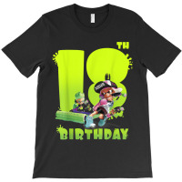 Splatoon Inkling 18th Birthday Green Splatter Portrait T-shirt | Artistshot