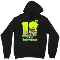 Splatoon Inkling 18th Birthday Green Splatter Portrait Unisex Hoodie | Artistshot