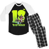 Splatoon Inkling 18th Birthday Green Splatter Portrait Men's 3/4 Sleeve Pajama Set | Artistshot