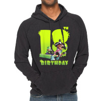 Splatoon Inkling 18th Birthday Green Splatter Portrait Vintage Hoodie | Artistshot