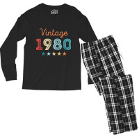 Vintage 1980 40th Birthday Retro Gift 40 Year Old Men's Long Sleeve Pajama Set | Artistshot