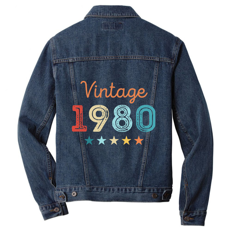 Vintage 1980 40th Birthday Retro Gift 40 Year Old Men Denim Jacket | Artistshot