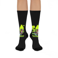 Splatoon Inkling 50th Birthday Green Splatter Portrait Crew Socks | Artistshot