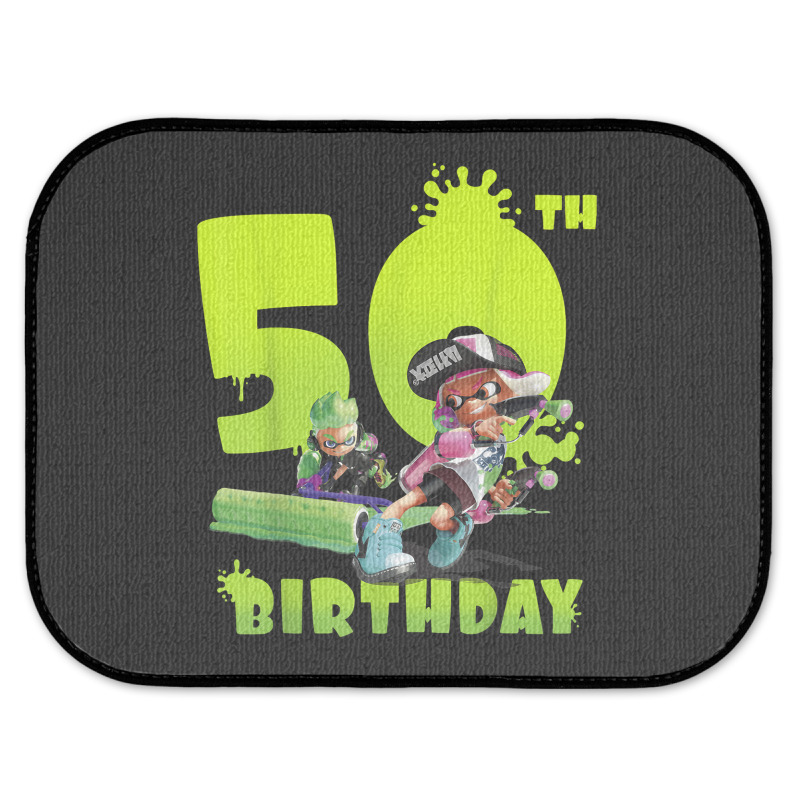 Splatoon Inkling 50th Birthday Green Splatter Portrait Rear Car Mat | Artistshot