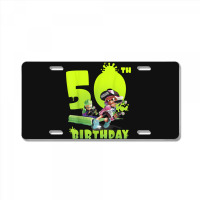 Splatoon Inkling 50th Birthday Green Splatter Portrait License Plate | Artistshot