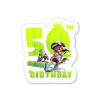 Splatoon Inkling 50th Birthday Green Splatter Portrait Sticker | Artistshot