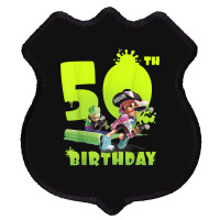 Splatoon Inkling 50th Birthday Green Splatter Portrait Shield Patch | Artistshot