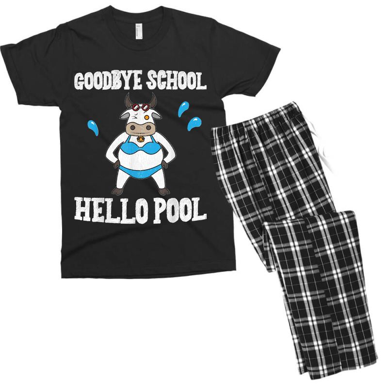 Goodbye School Hello Pool Last Day Of School Cow Men's T-shirt Pajama Set | Artistshot