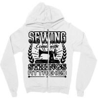 Sewing Comes With Strings Attached 69 Quilting Zipper Hoodie | Artistshot