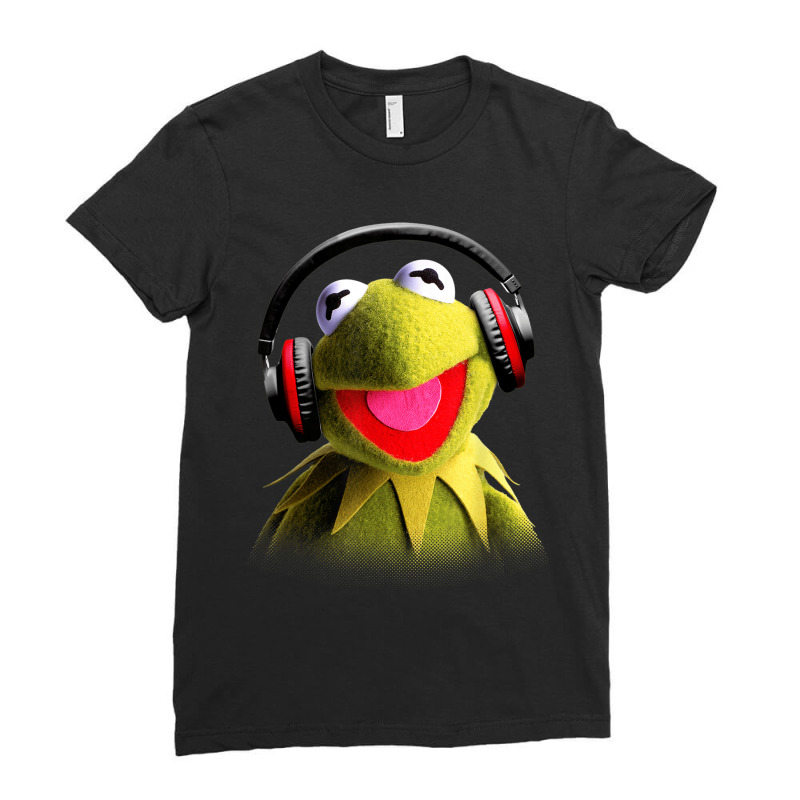 Muppet Babies Kermit Headphones Ladies Fitted T-Shirt by CharlizeShanon | Artistshot