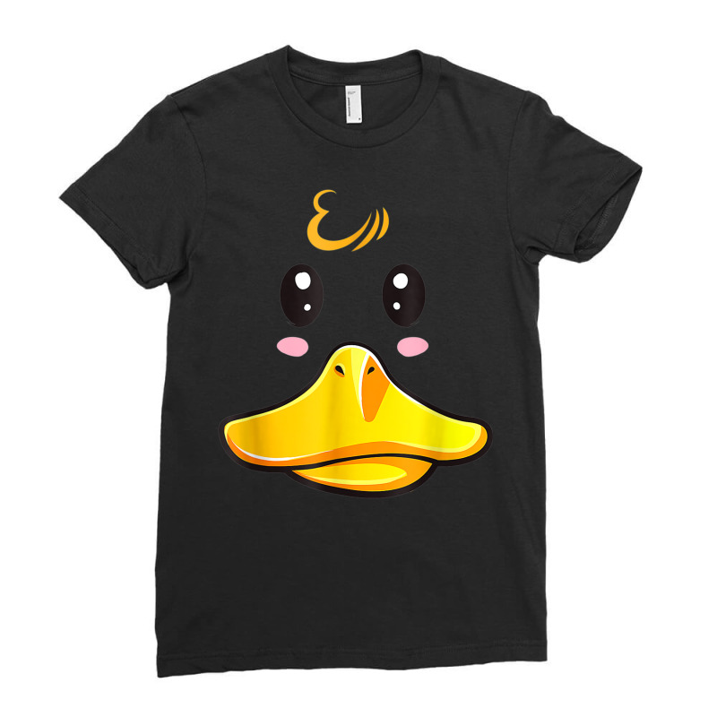 Duck Costume Cute Rubber Ducky Face Halloween Ladies Fitted T-Shirt by Posh | Artistshot