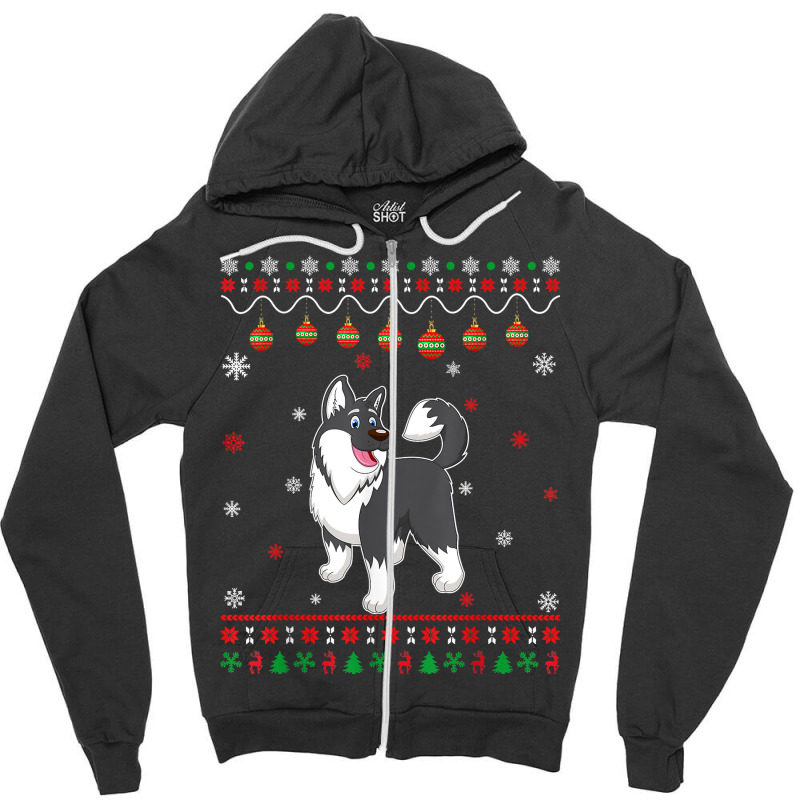 Alaskan Malamute Dog Ugly Design Matching Ugly Christmas T Shirt Zipper Hoodie | Artistshot