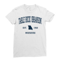 Table Rock (branson) Missouri Mo Vintage Athletic Navy Sport T Shirt Ladies Fitted T-shirt | Artistshot