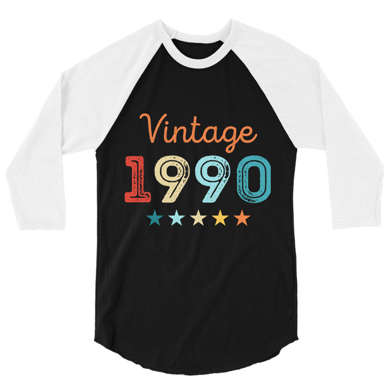 Vintage 1990 30th Birthday Retro Gift 30 Year Old 3/4 Sleeve Shirt | Artistshot