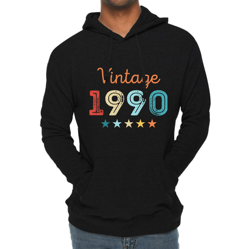 Vintage 1990 30th Birthday Retro Gift 30 Year Old Lightweight Hoodie | Artistshot