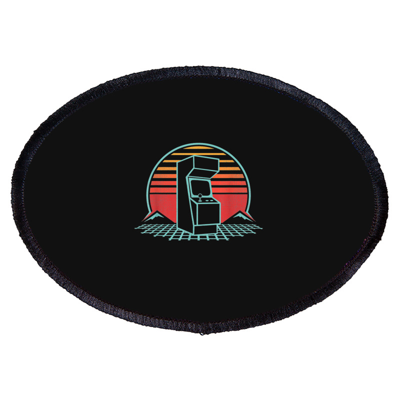 Arcade Game Machine Cabinet Nostalgia Retro 80s Gamer Gift Oval Patch | Artistshot