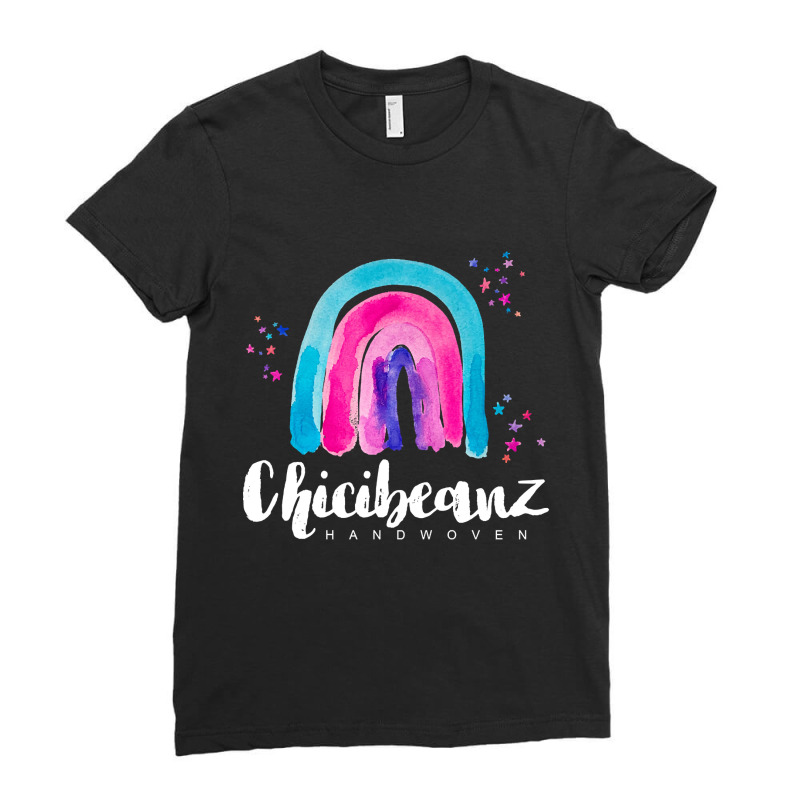 Large Rainbow With White Font Ladies Fitted T-Shirt by fenderbendable | Artistshot