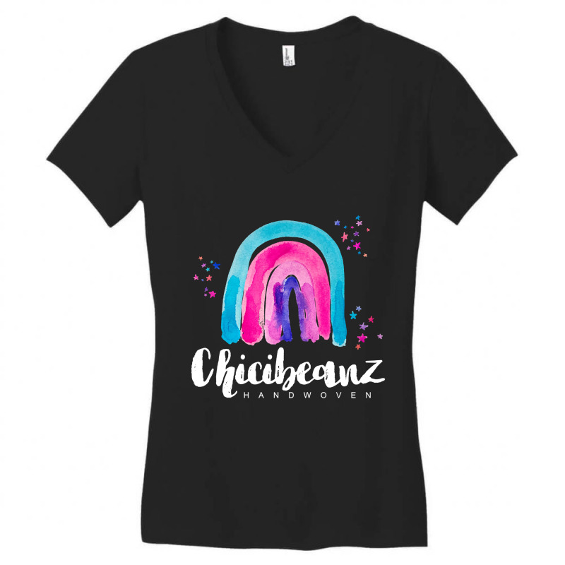 Large Rainbow With White Font Women's V-Neck T-Shirt by fenderbendable | Artistshot