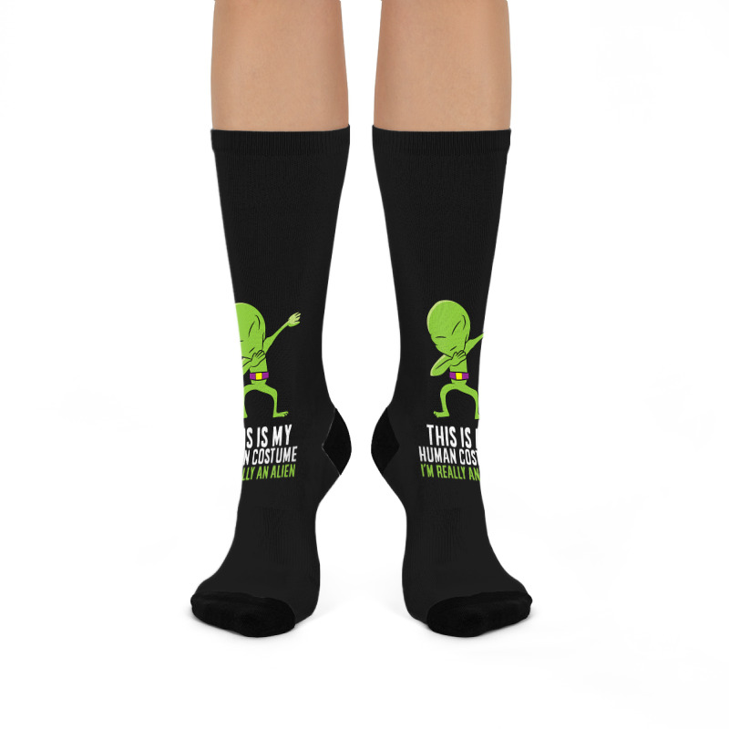 Alien Costume This Is My Human Costume I'm Really An Alien Crew Socks by doboc | Artistshot